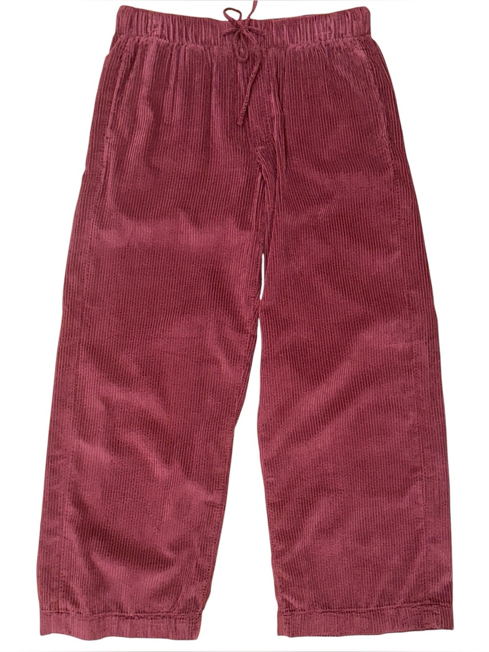 American Eagle Wide Leg Pull On Corduroy Pants Size Small Dark Plum Brown Color